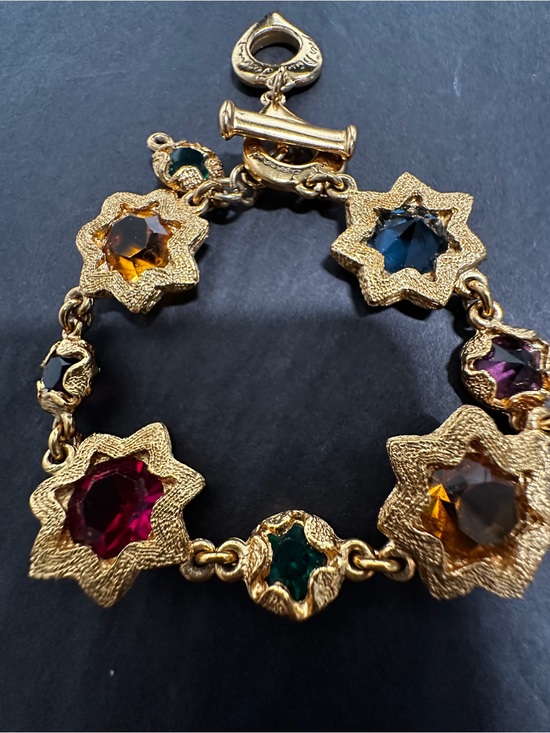 Yves Saint Laurent Jewelry - YSL Gold-Tone Multicolor Star-Link Gemstone Bracelet